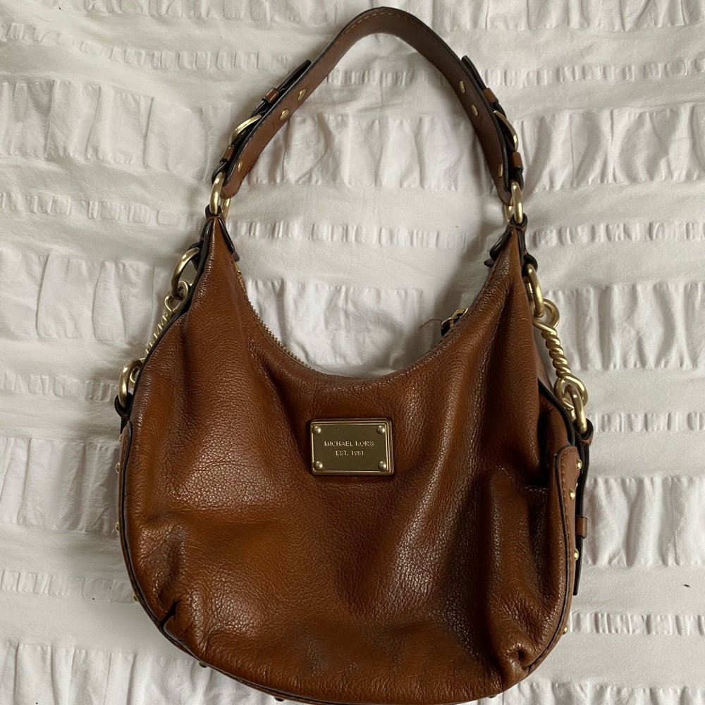 Michael Kors Camel Handbag with gold accents